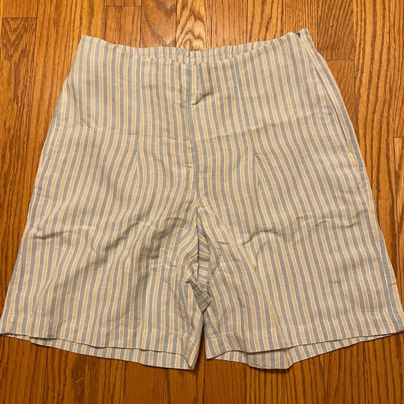 Light Blue and Tan Striped Shorts - Picture 1 of 7